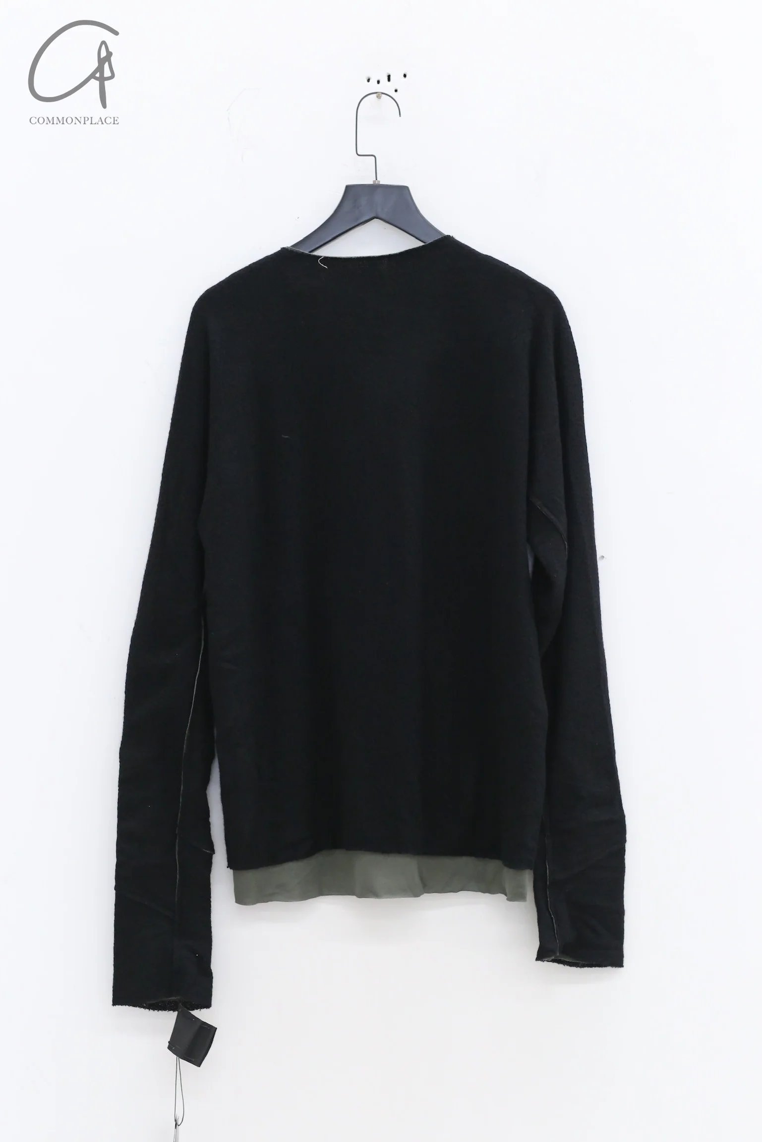 m.a+ Maurizio Amadei two-piece long-sleeved T-shirt Recycled cashmere Italy Artisan handmade MA-T211DM rwsl+jcl10-HSWC Black+Sage - Image 4