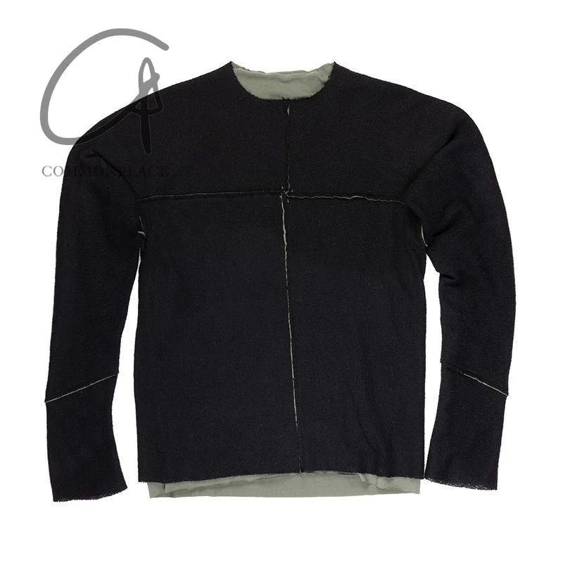 m.a+ Maurizio Amadei two-piece long-sleeved T-shirt Recycled cashmere Italy Artisan handmade MA-T211DM rwsl+jcl10-HSWC Black+Sage - Image 5