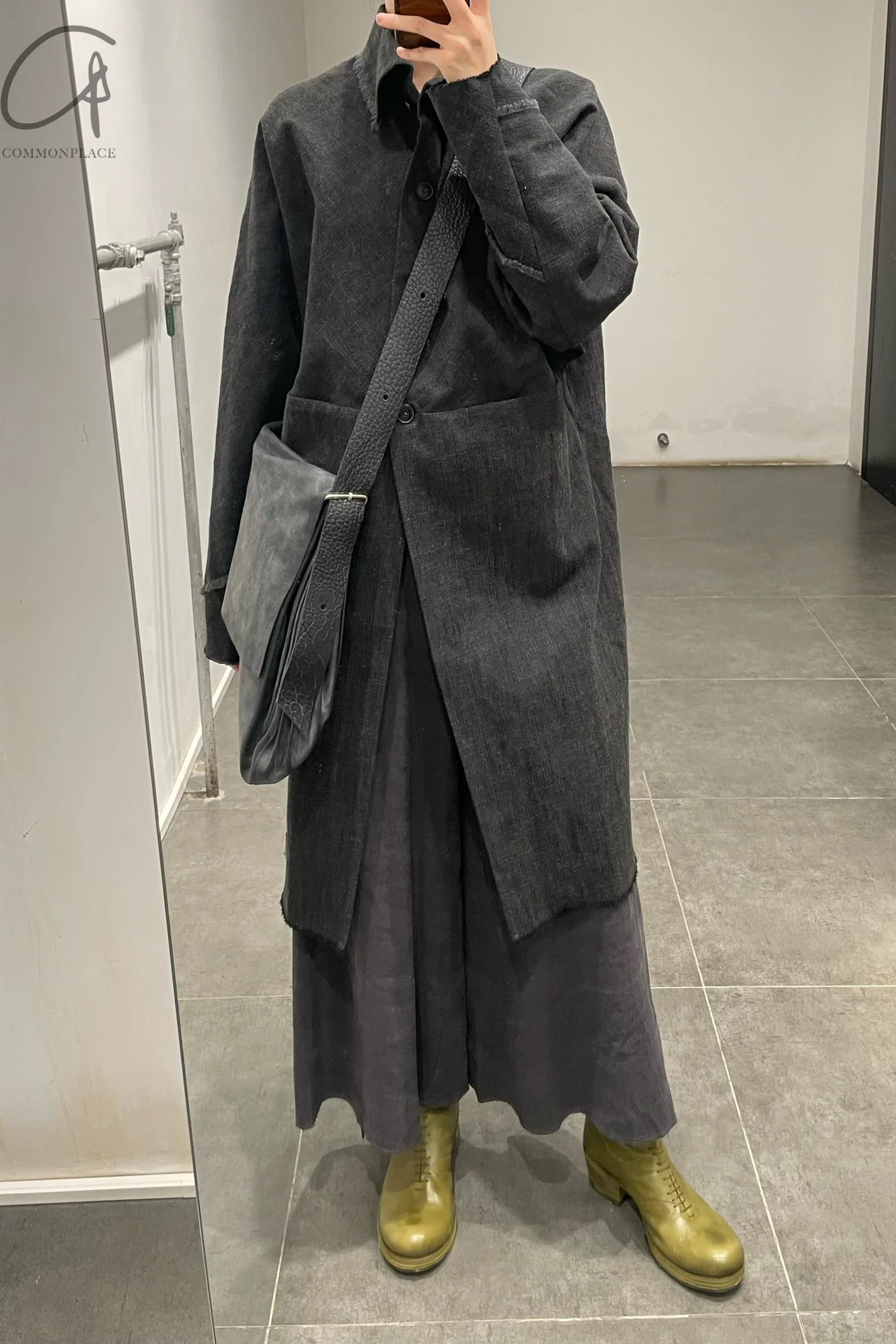 m.a+ one-piece wide unlined coat CW421-CWP2 dark green (CW421) - Image 5