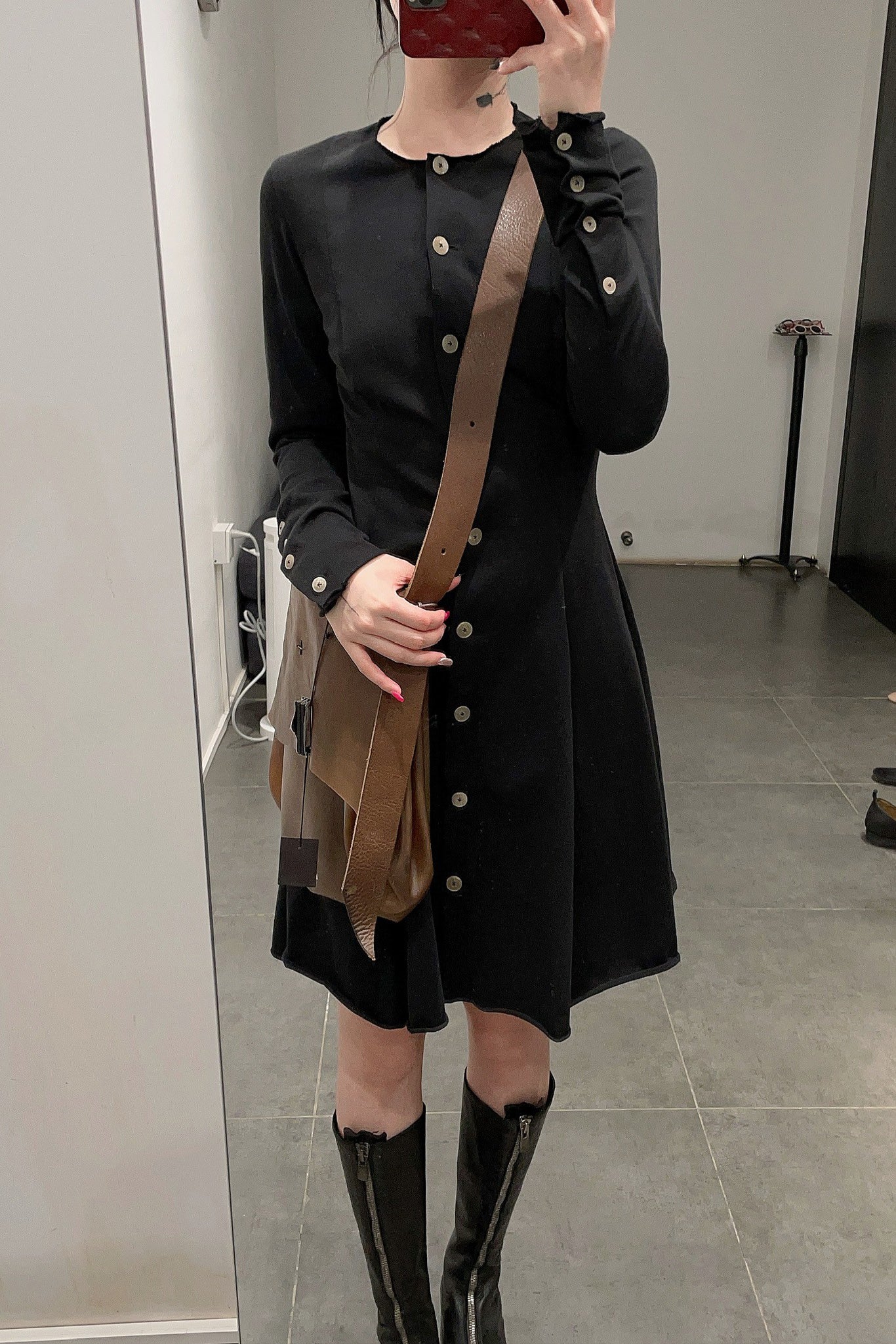 M.A+ round neck long -sleeved stitching dress D103DL/B JC2 - Image 17