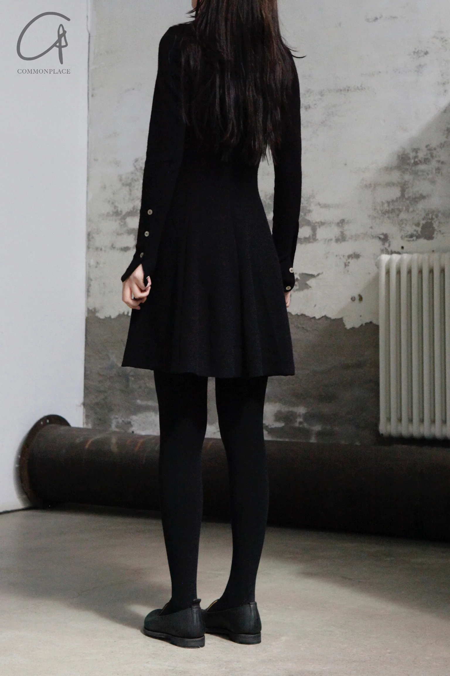M.A+ round neck long -sleeved stitching dress D103DL/B jWM black - Image 14