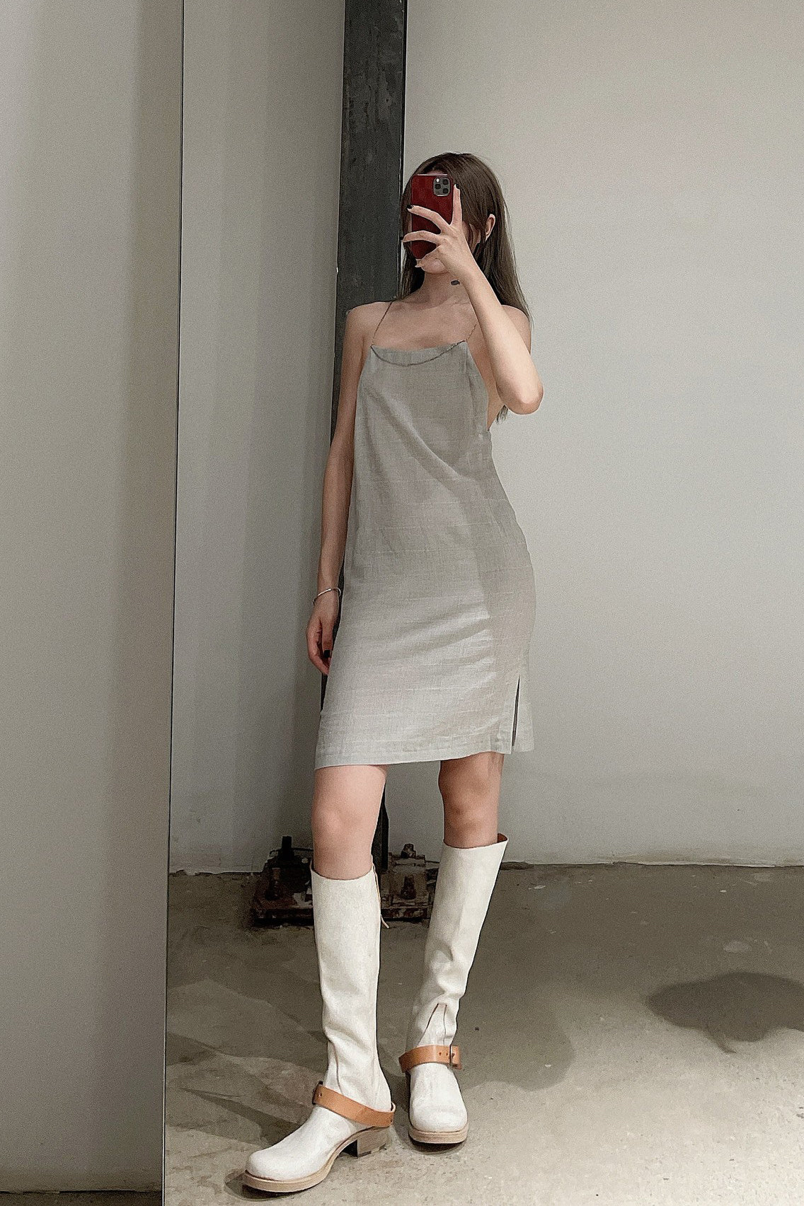 m.a+ Super High Buckle Back Zip Boots SW6C4Z CUR.R 1.5 White - Image 38