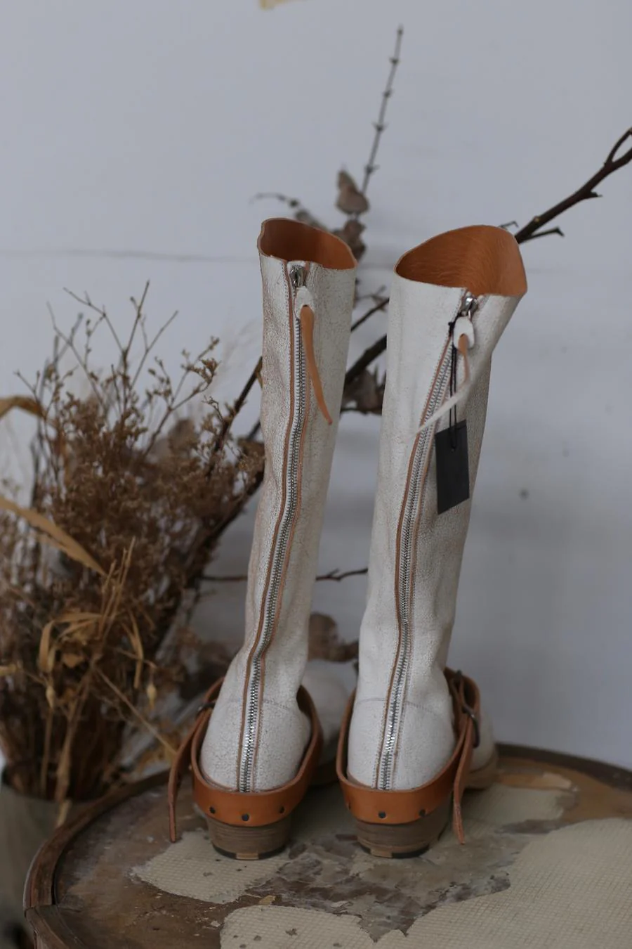 m.a+ Super High Buckle Back Zip Boots SW6C4Z CUR.R 1.5 White - Image 4