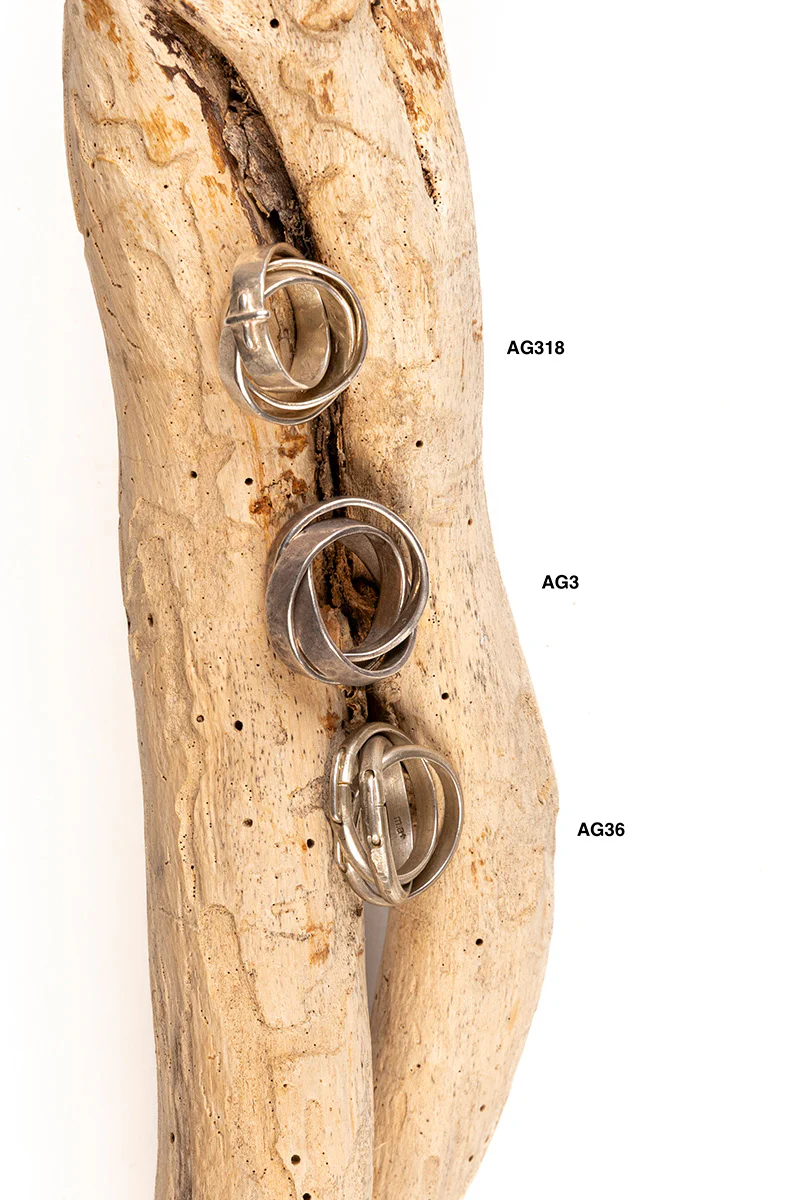 m.a+ Triple Ring with Stitched CROS 925 Silver MA-AG318-AG-YIN - Image 4