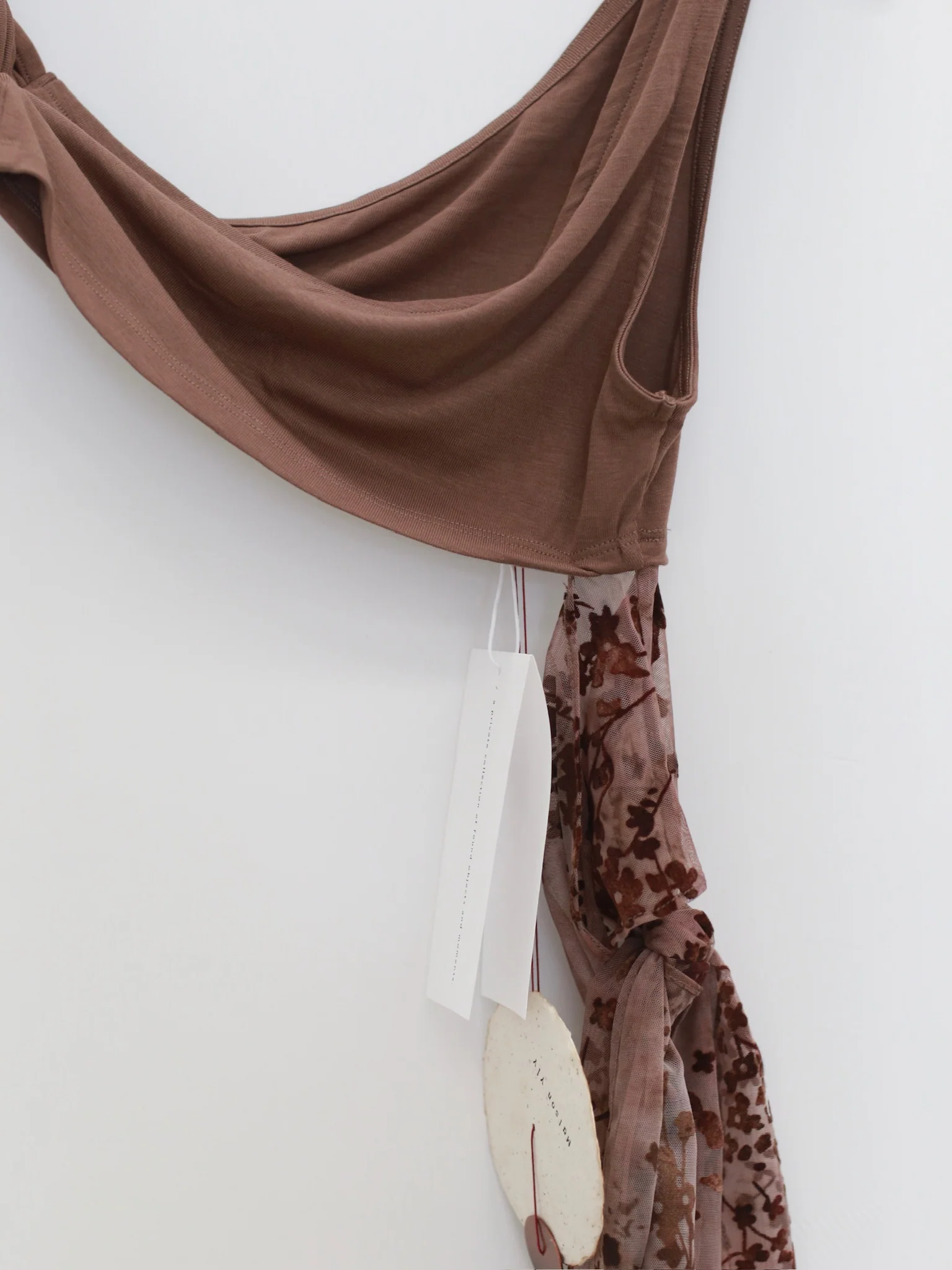 Maison Yiy Asymmetrical One-Shoulder Lace Cropped Top/Vest MY-MY26SA07-2-Brown - Image 8