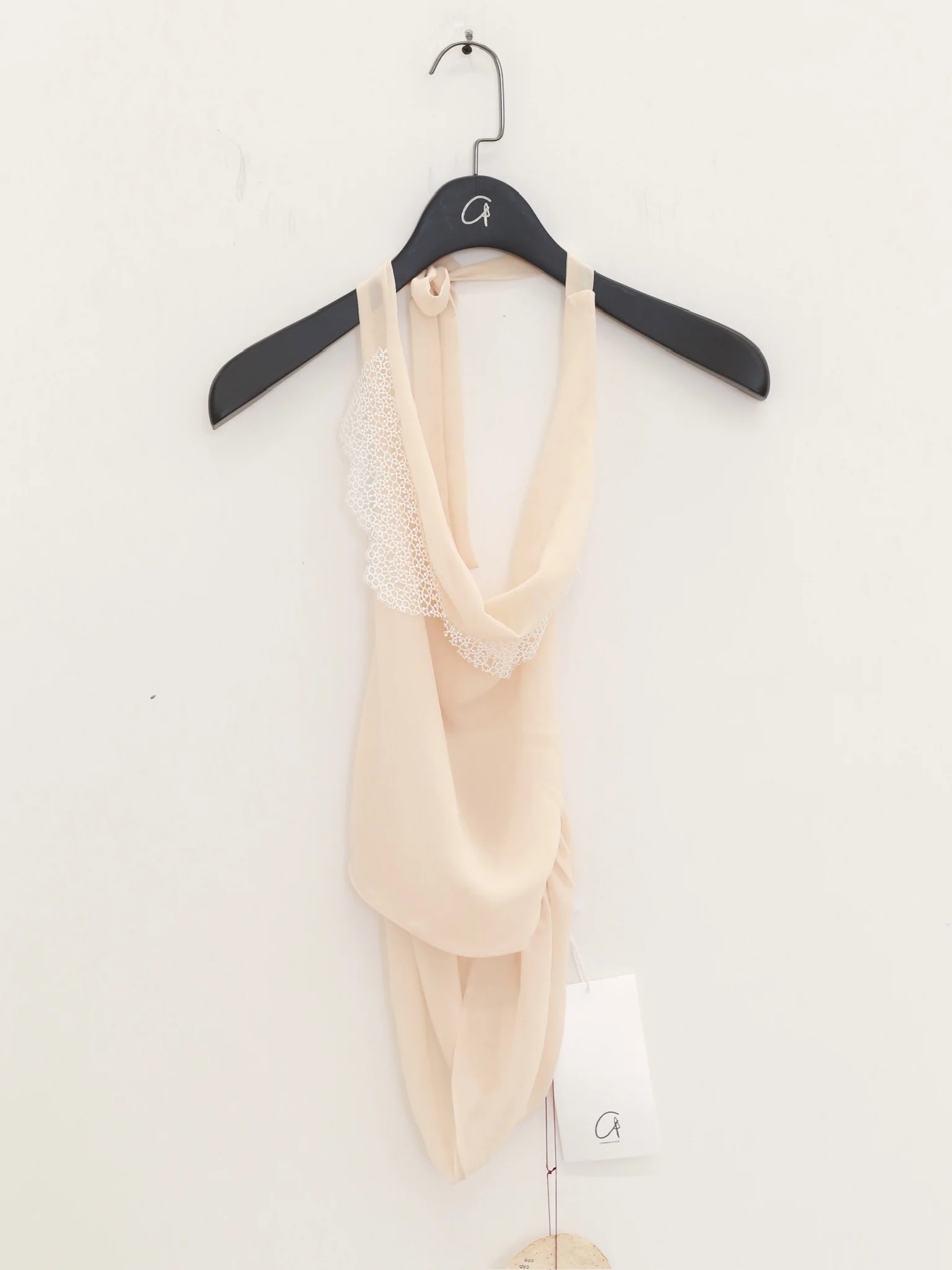 Maison Yiy draped backless tank top with stone embellishments MY-MY26SA05-1-Ivory - Image 6