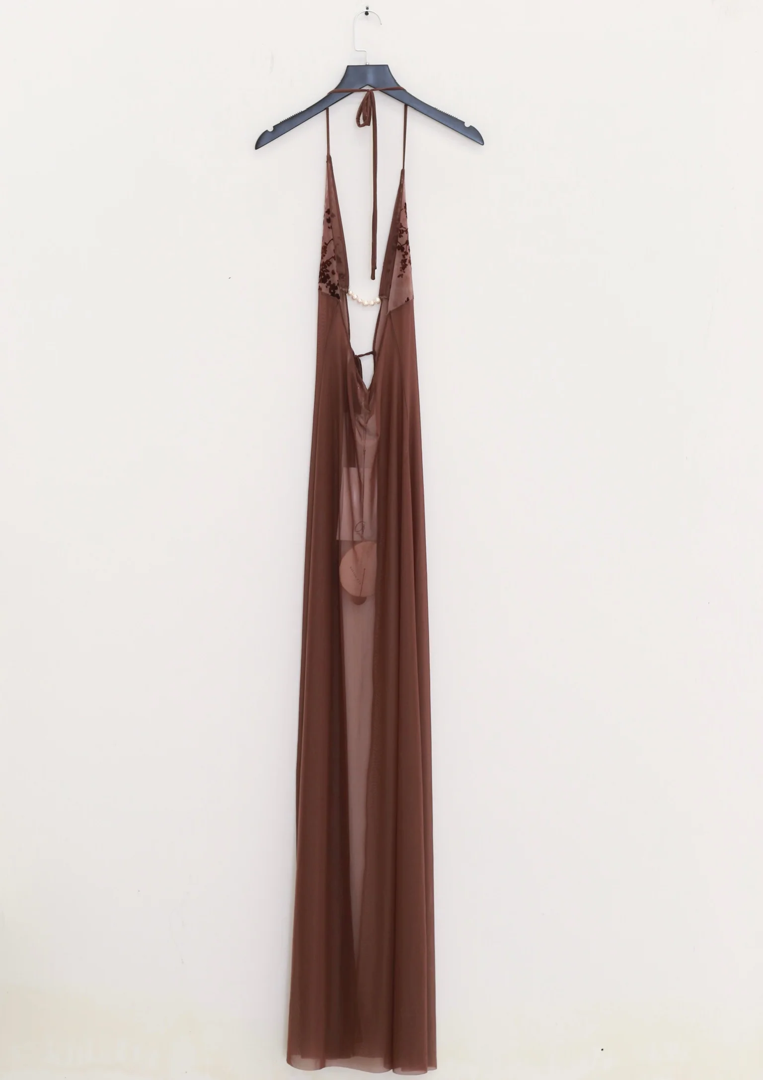 Maison Yiy halter neck floor-length bikini top/vest dress with stone embellishments MY-MY26SA06-3-Brown - Image 6