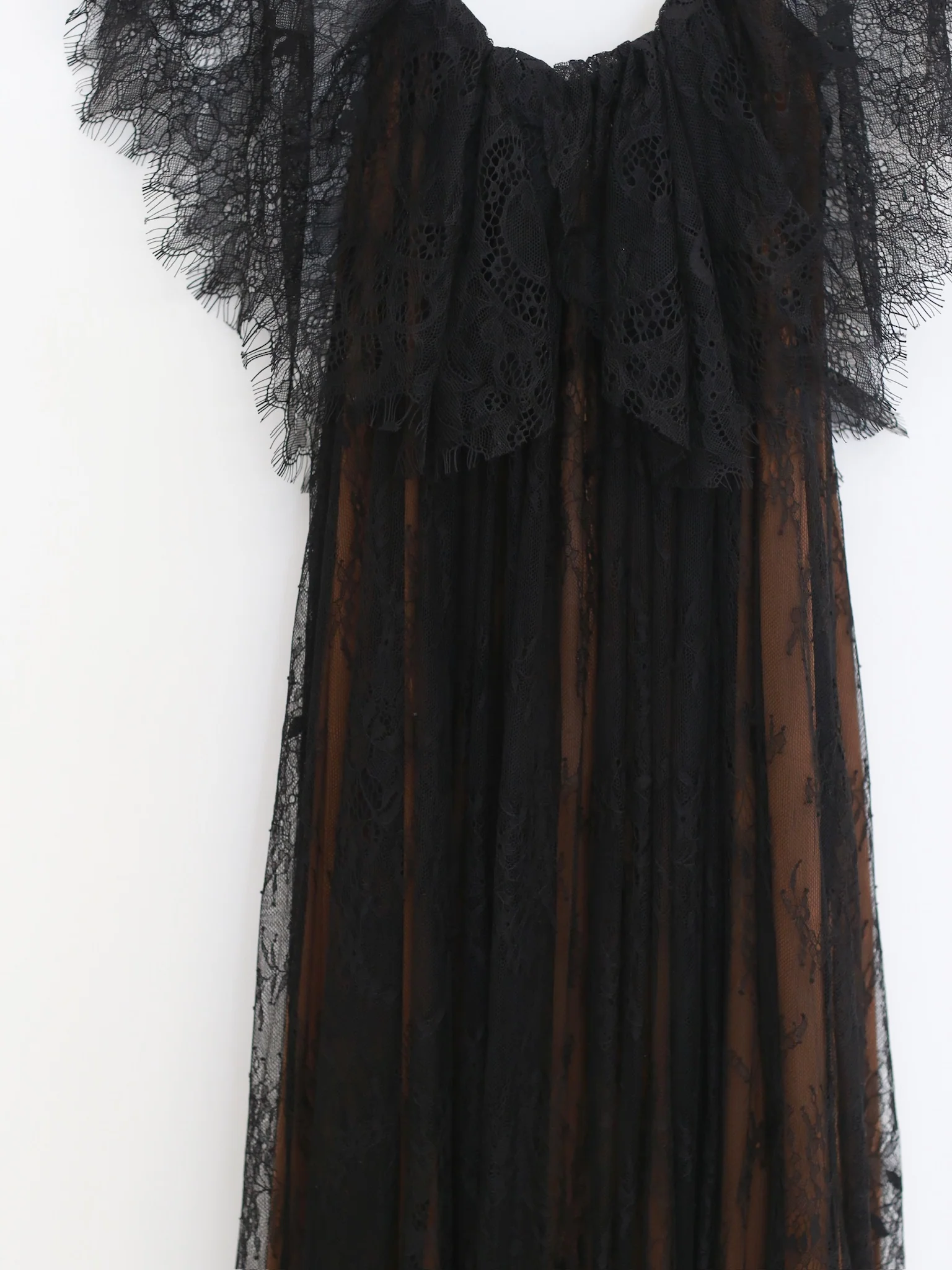 Maison Yiy Off-Shoulder Ruffled Lace Midi Dress MY-MY26SC05-2-Black - Image 8