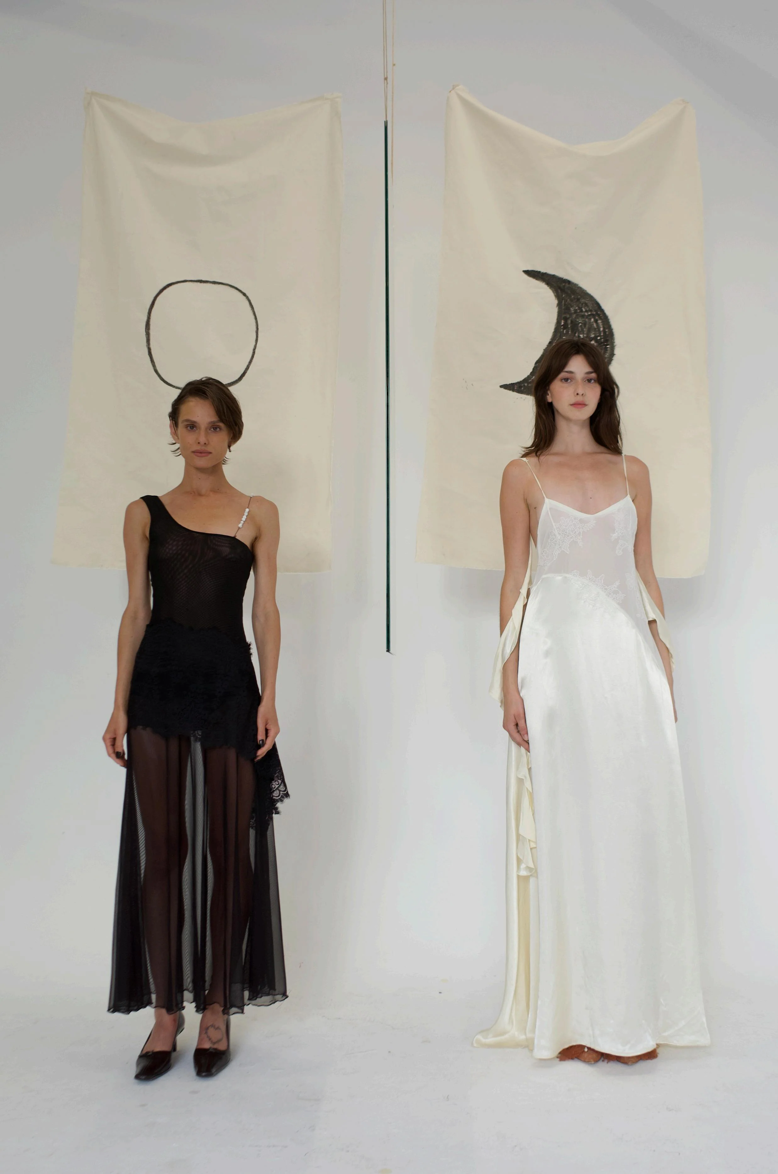 Maison Yiy Open-front Floor-length Spaghetti Strap Dress MY-MY26SC03-1-Ivory - Image 23