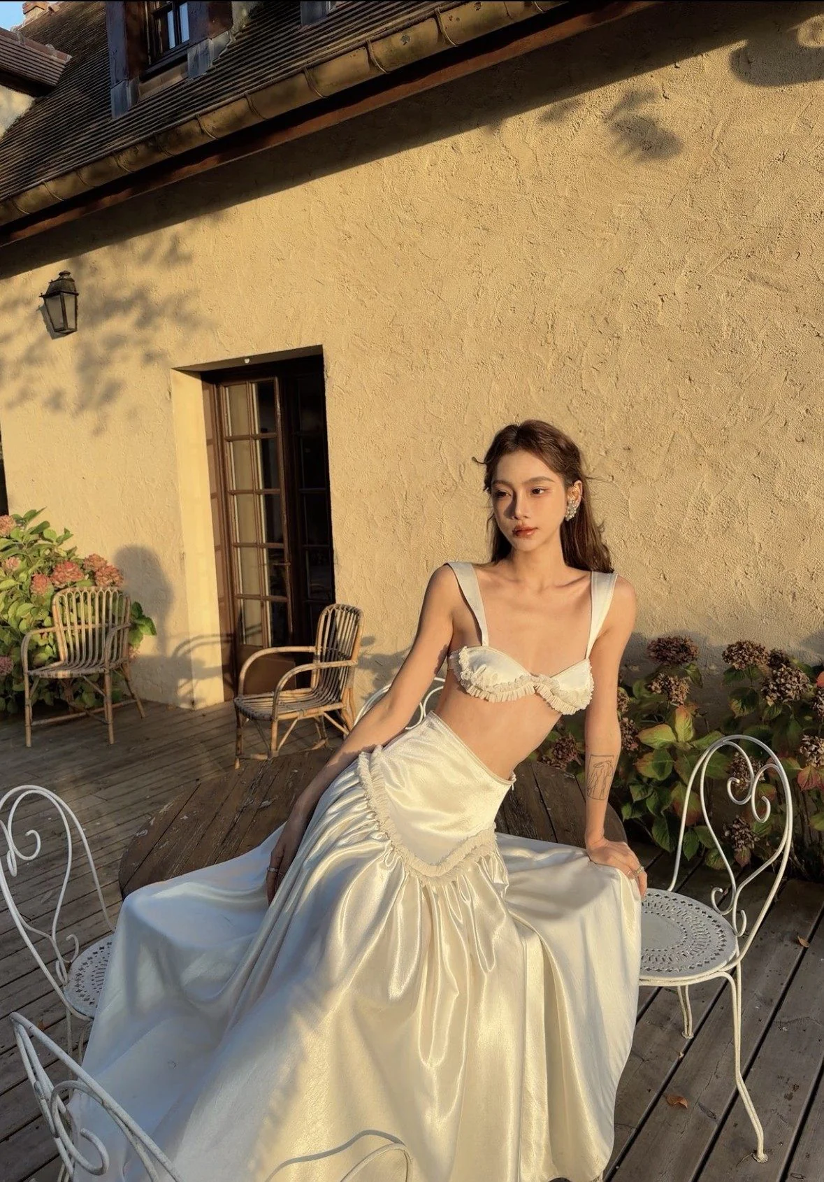 Maison Yiy Spring/Summer 2026 Satin Long Skirt MY-MYS26B07-1-IVORY MOON - Image 12