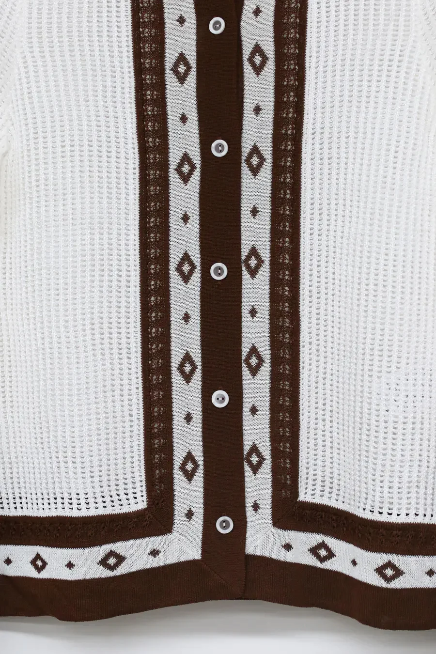 Mame kurogouchi diamond pattern knitted shirt MM21PF-KN726 - Image 7
