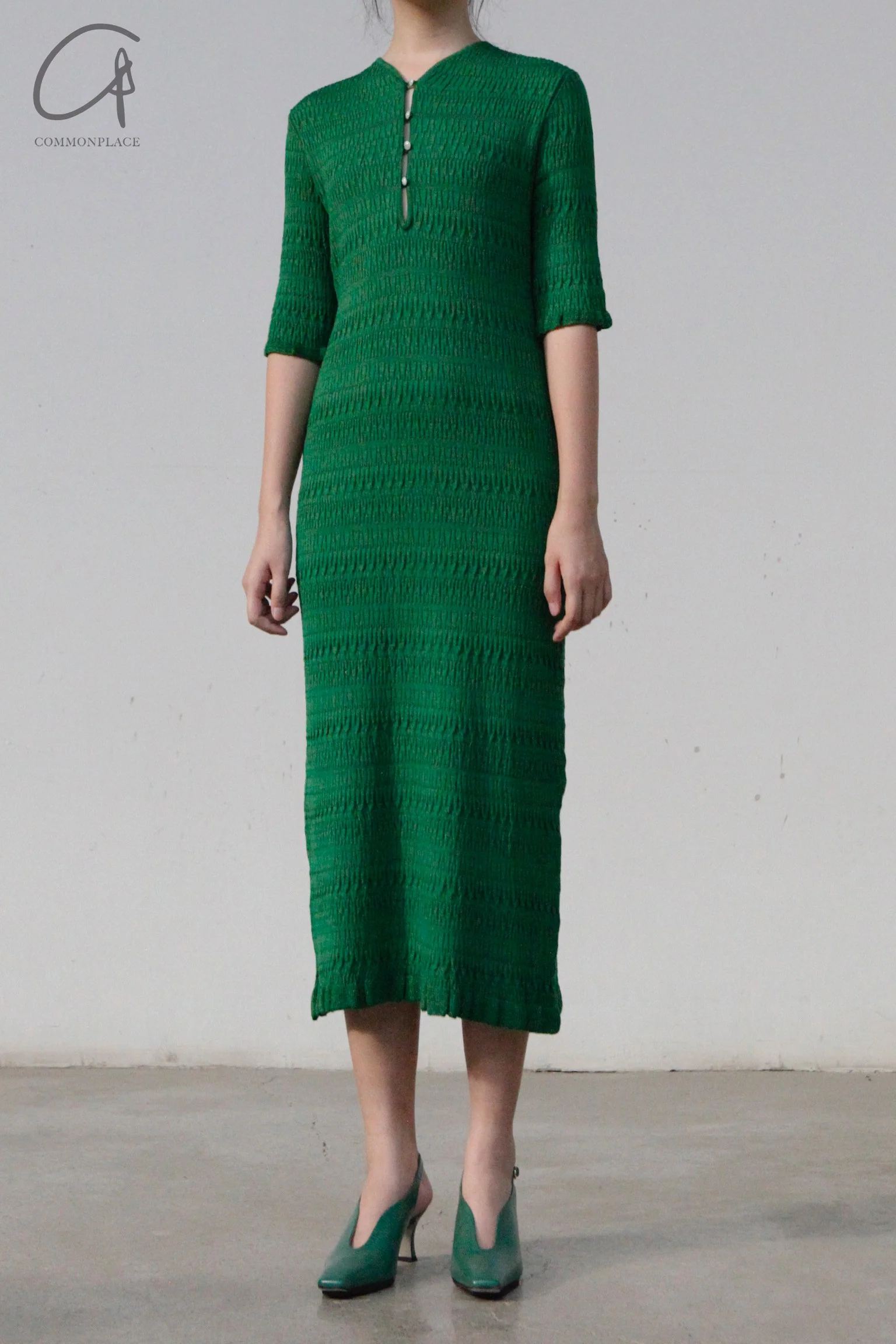mame kurogouchi knitted jacquard long dress MM22PS KN737 - Image 4