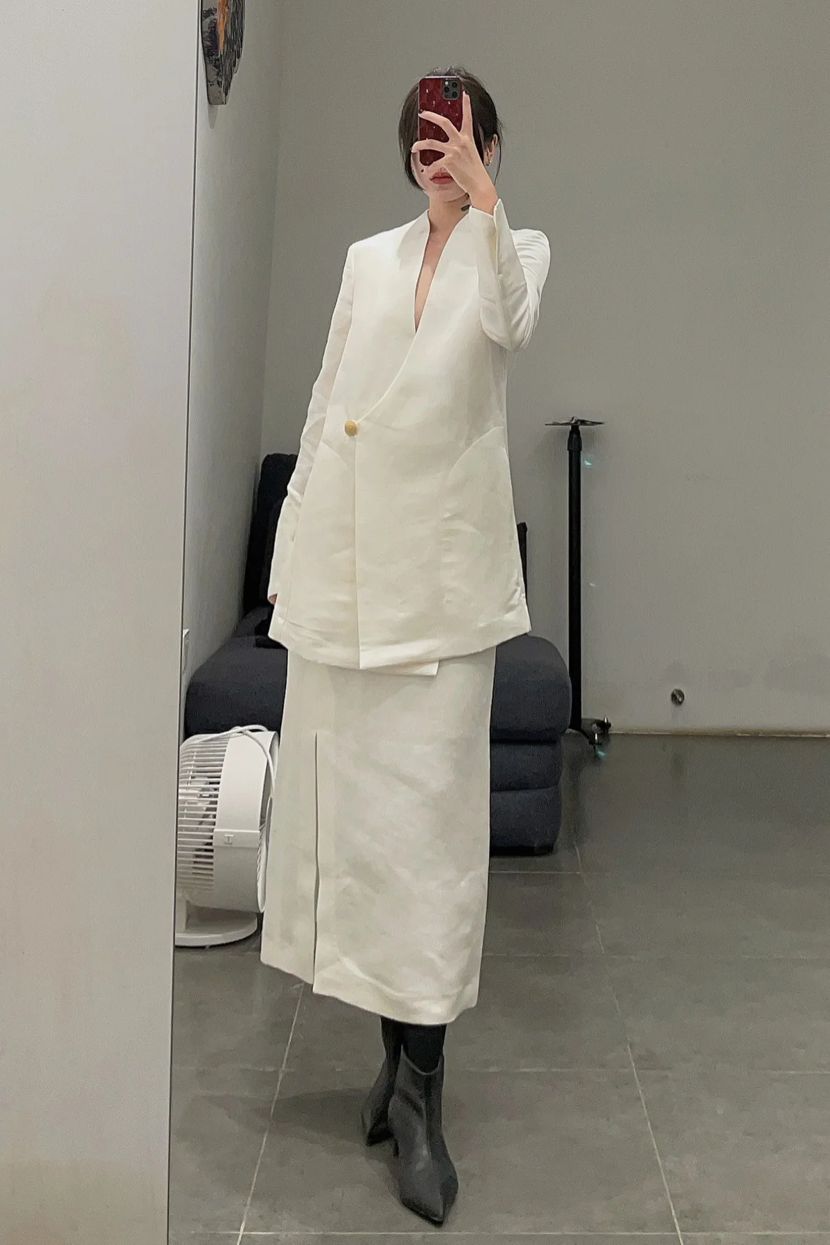 mame kurogouchi linen silk high waist slit skirt MM22SS SK018 - Image 13