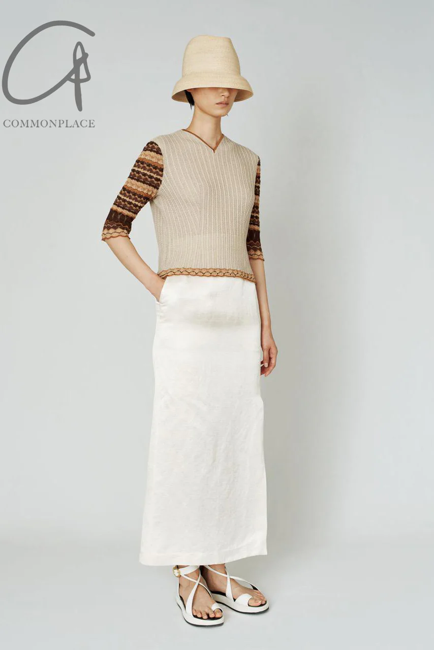 mame kurogouchi linen silk high waist slit skirt MM22SS SK018 - Image 2