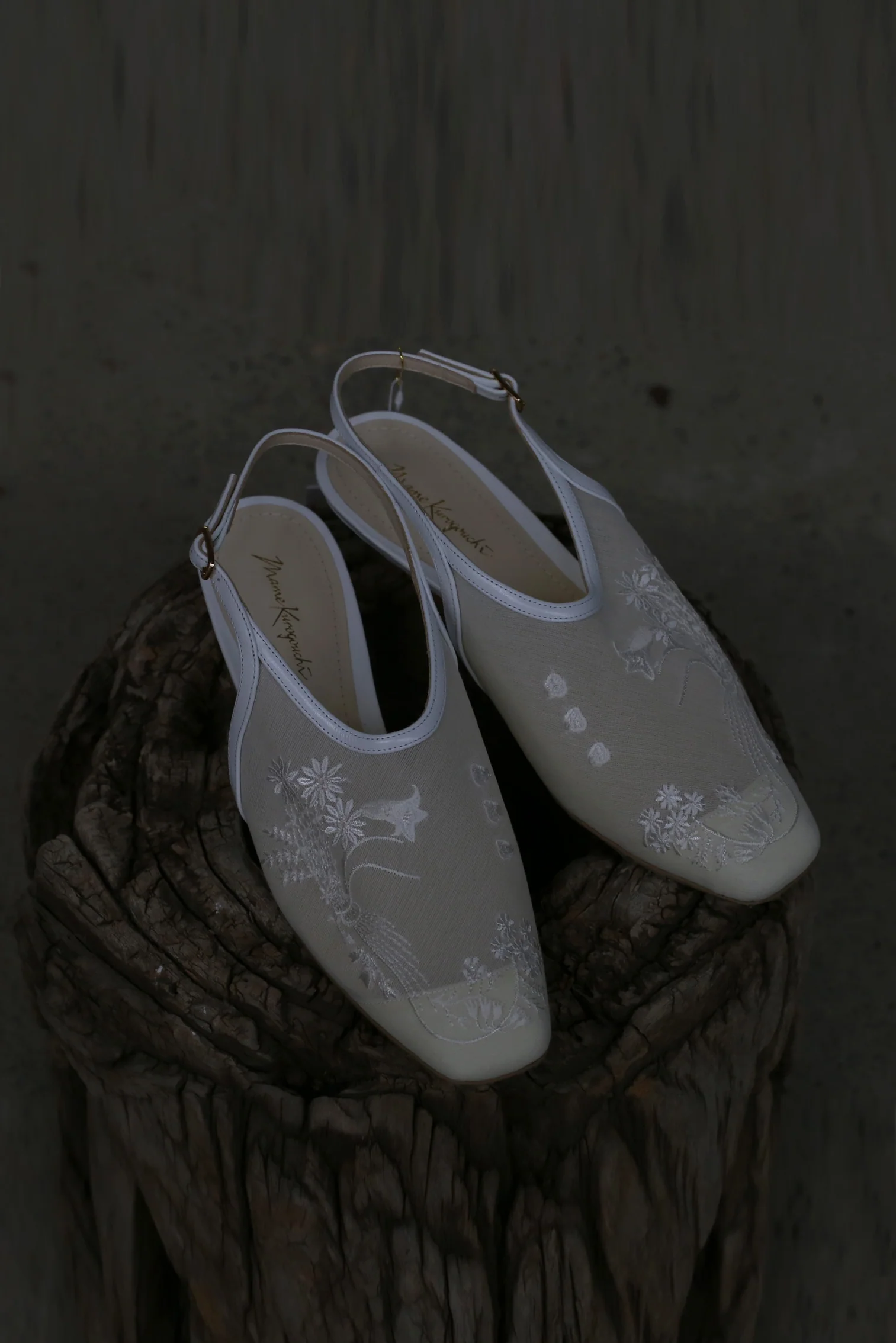 Mame kurogouchi lace embroidery back heel shoes Japan MAME-MM21SS AC303-BAI White - Image 2