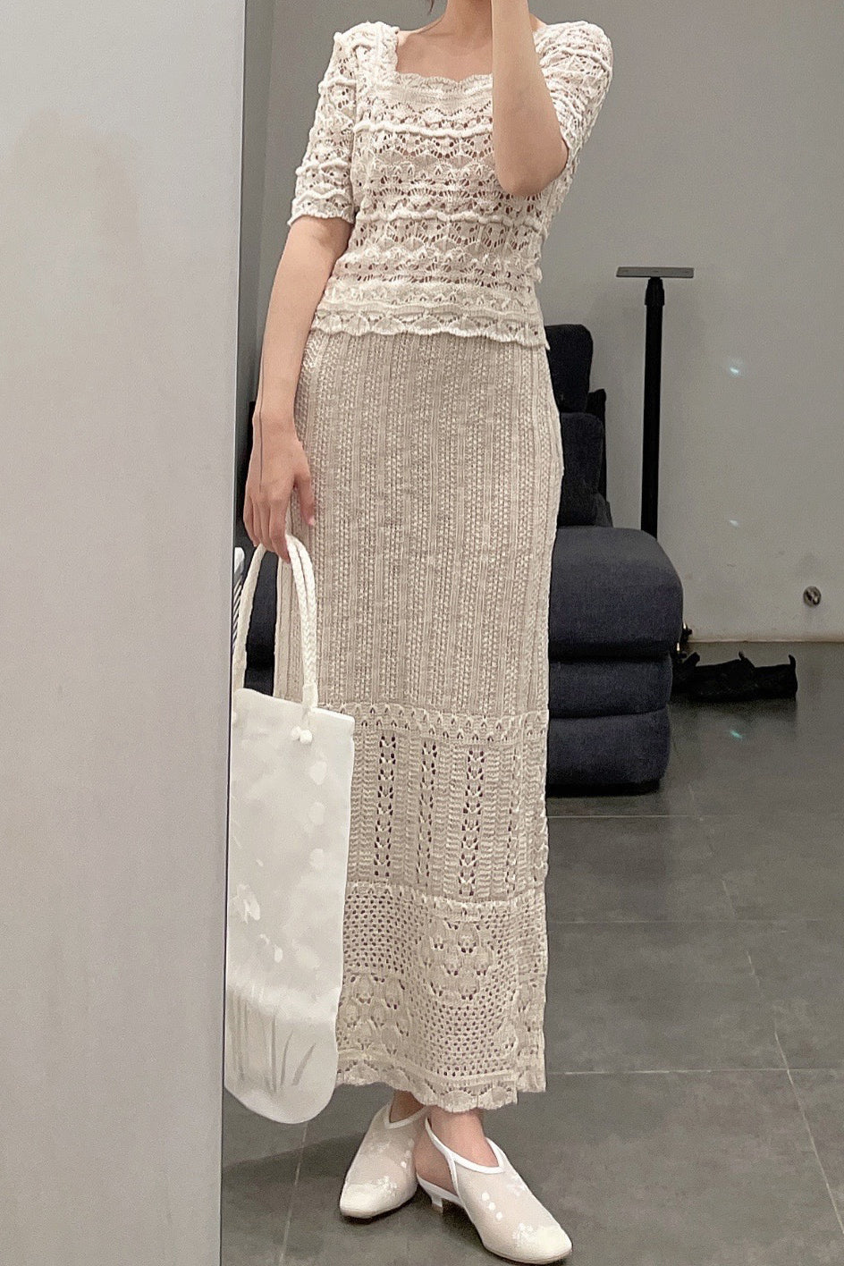 mame kurogouchi MM21SS KN051 printed watermark knitted top - Image 7