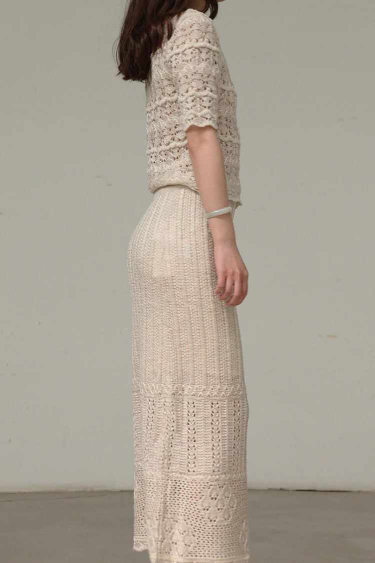 Mame kurogouchi MM21SS KN052 floral watermark knitted skirt - Image 11