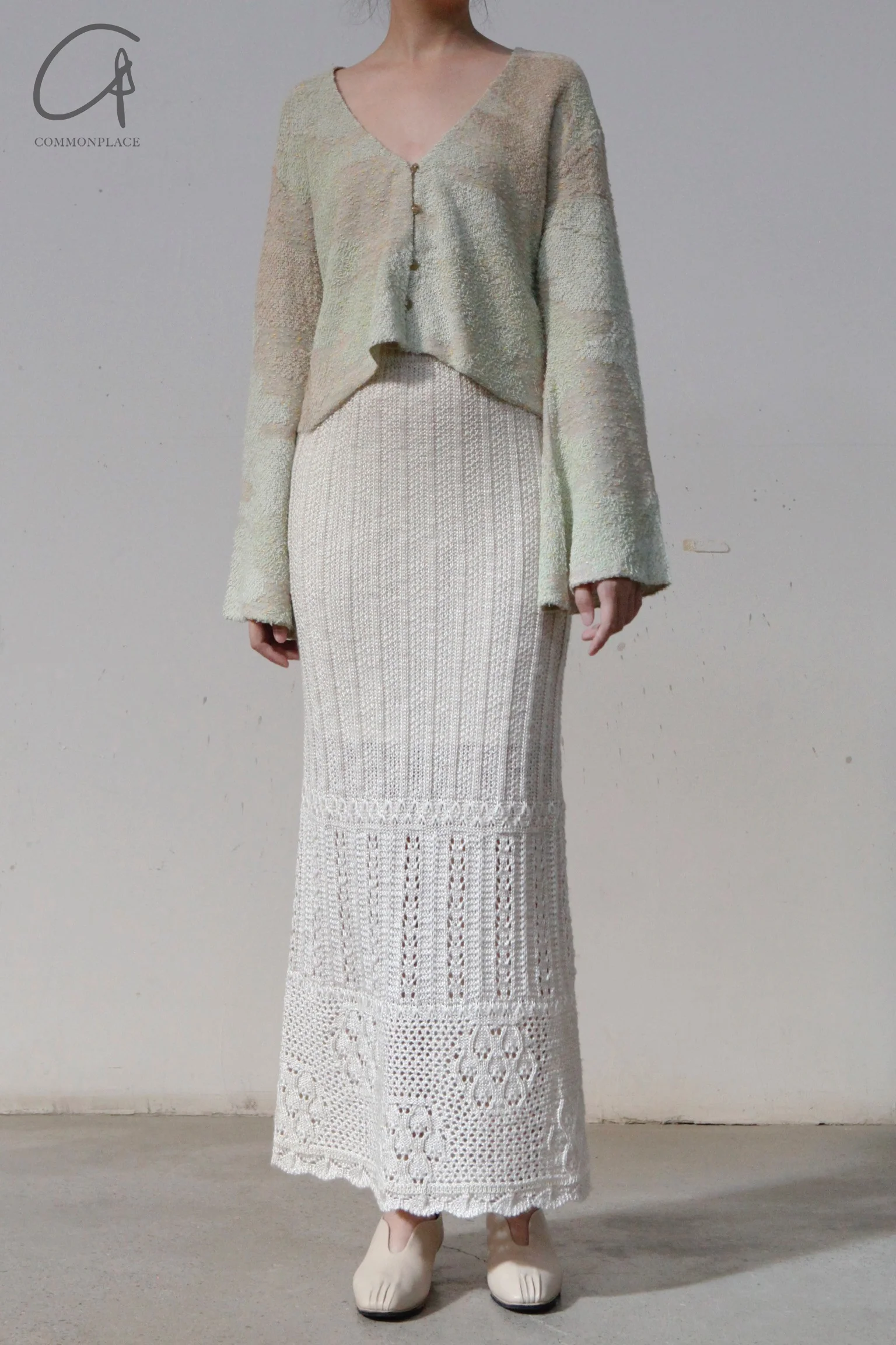 Mame kurogouchi MM21SS KN052 floral watermark knitted skirt - Image 16