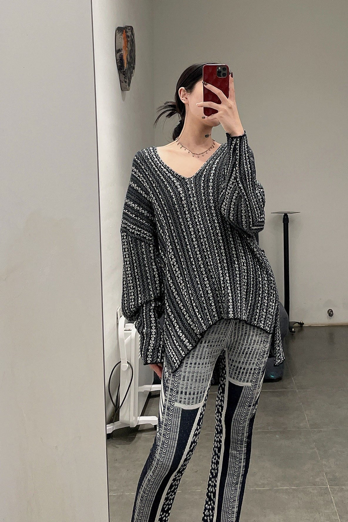 Mame kurogouchi osmanthus pattern jacquard knitted casual pants MM21FW KN046 - Image 3