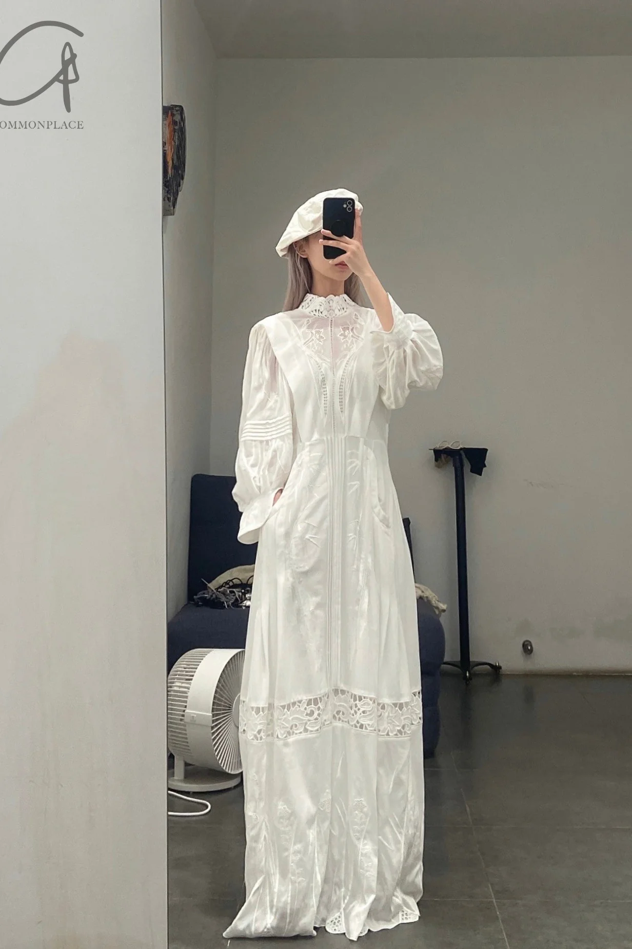 Mame kurogouchi silk cotton plant embroidery dress MAME-MM21SS DR008-BAI - Image 15