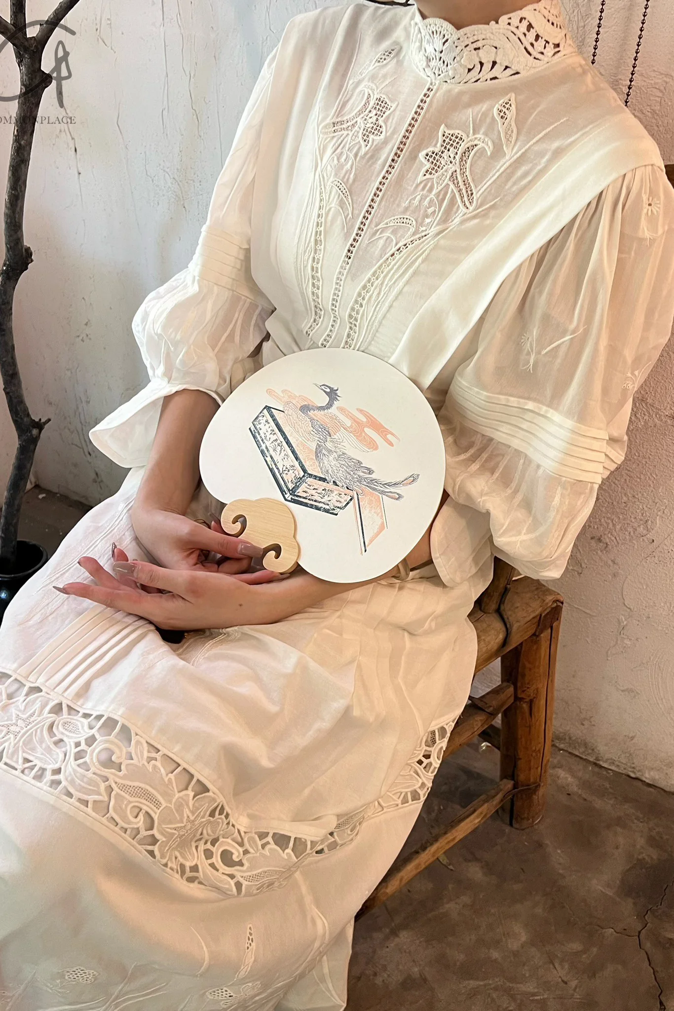 Mame kurogouchi silk cotton plant embroidery dress MAME-MM21SS DR008-BAI - Image 19