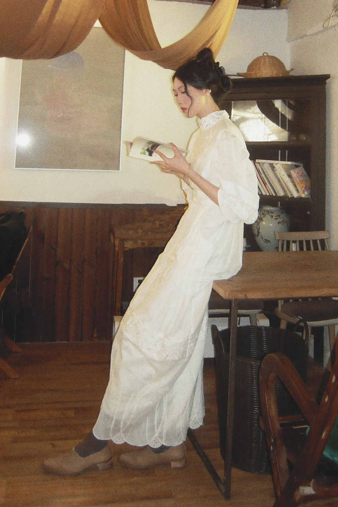 Mame kurogouchi silk cotton plant embroidery dress MAME-MM21SS DR008-BAI - Image 23