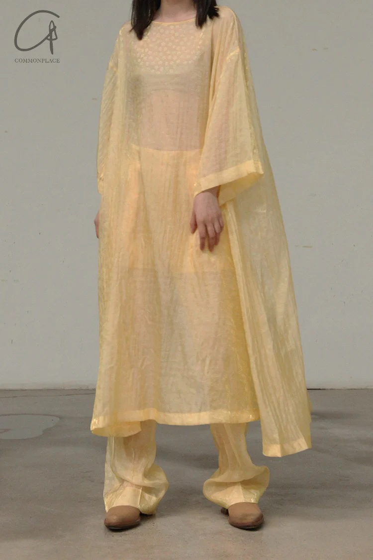 Mame kurogouchi silk nylon jacquard thin trousers MD21SS PT022 - Image 2