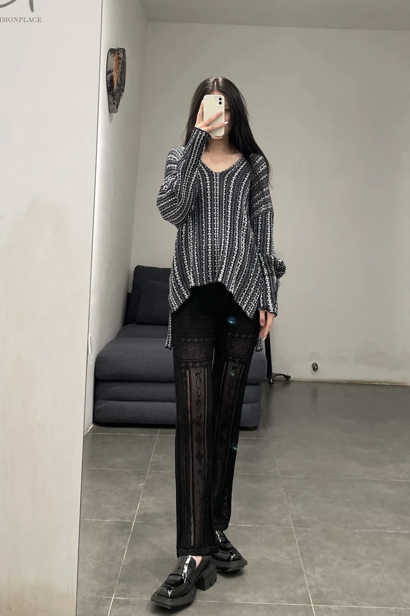 mame kurogouchi traditional curtain lace knit trousers MD21SS KN032 - Image 12