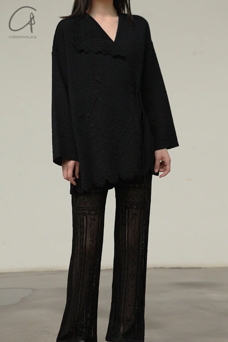 mame kurogouchi traditional curtain lace knit trousers MD21SS KN032 - Image 4