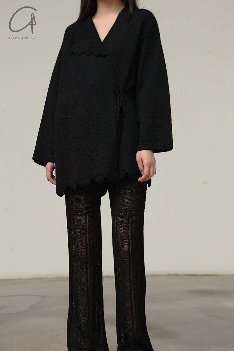 mame kurogouchi traditional curtain lace knit trousers MD21SS KN032 - Image 5