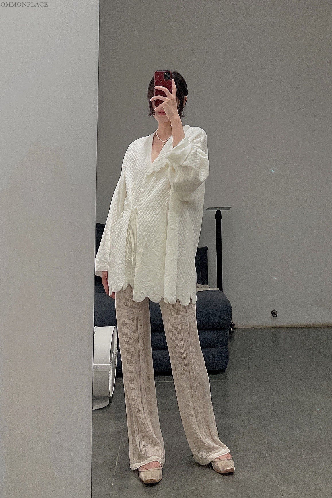 Mame kurogouchi traditional curtain lace knit trousers MD21SS KN032 - Image 14