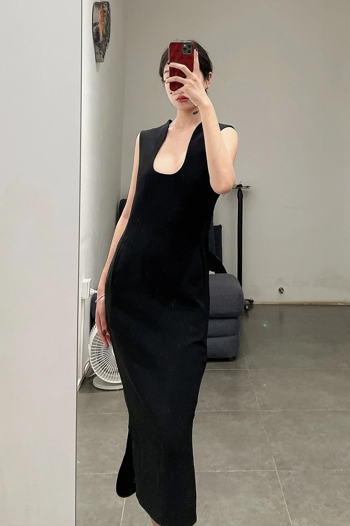 mame kurogouchi U neckline skirt MM22SS DR024 black - Image 12