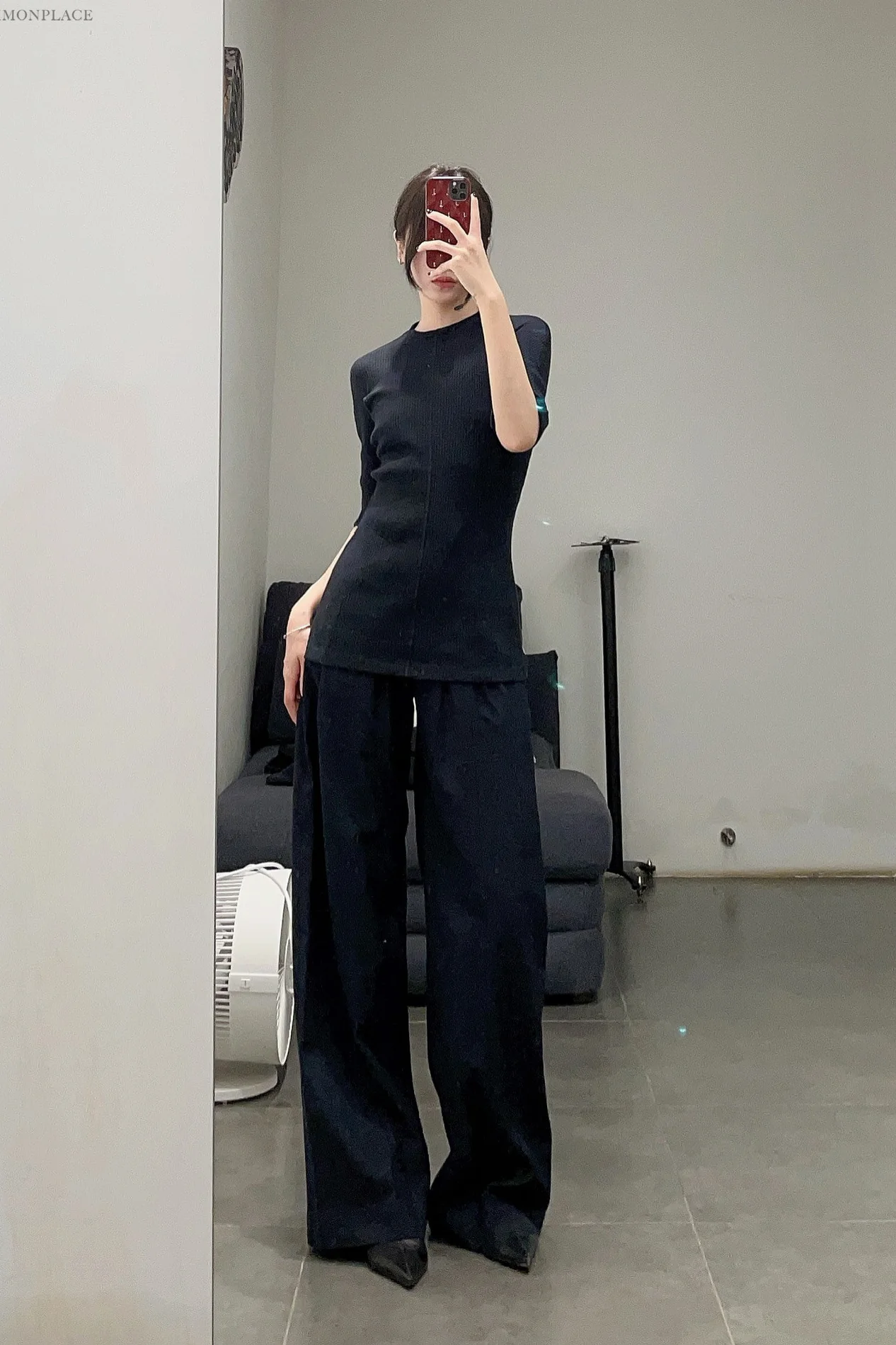 mame kurogouchi viscose hemp high waist pants MM22SS PT036 navy blue - Image 19