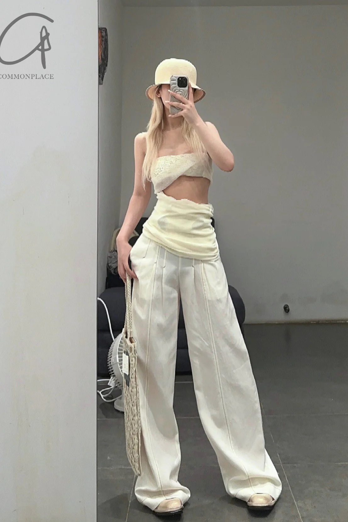 mame kurogouchi viscose linen high waist pants MM22SS PT036 white - Image 20