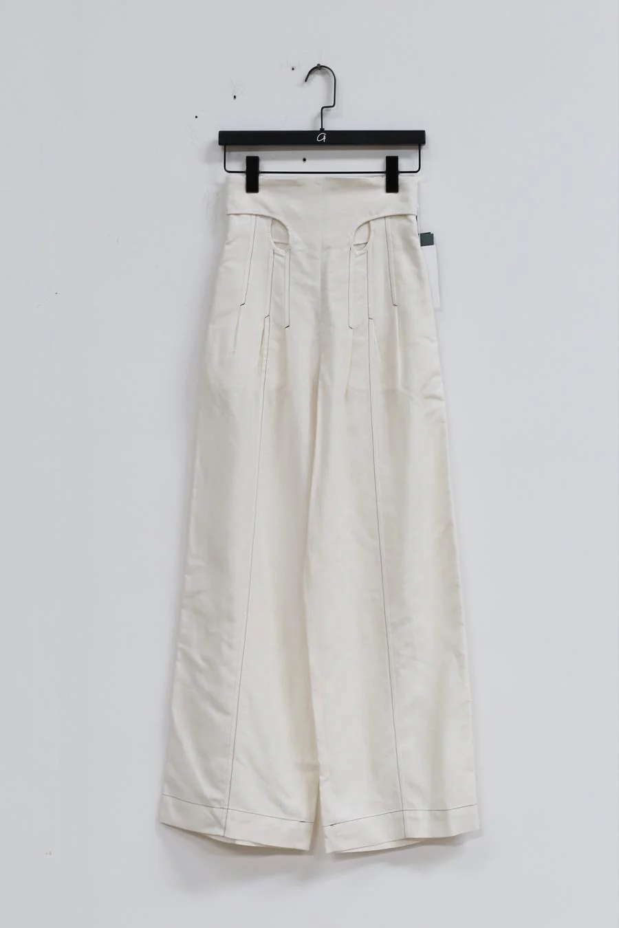 mame kurogouchi viscose linen high waist pants MM22SS PT036 white - Image 9