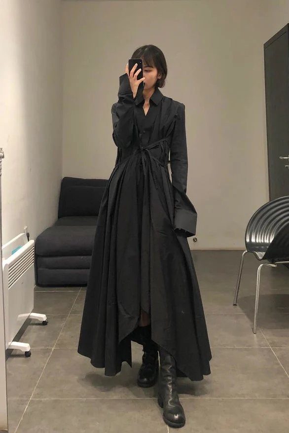 marc le bihan 2150 tie shirt dress black noir - Image 3
