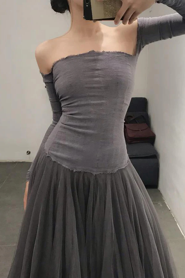 Marc Le Bihan 21908 Shrink Silk Ballet Dress Flat Shoulder Series Triple Gauze Skin-friendly MLB-21908-HUIZI Gray Purple - Image 6