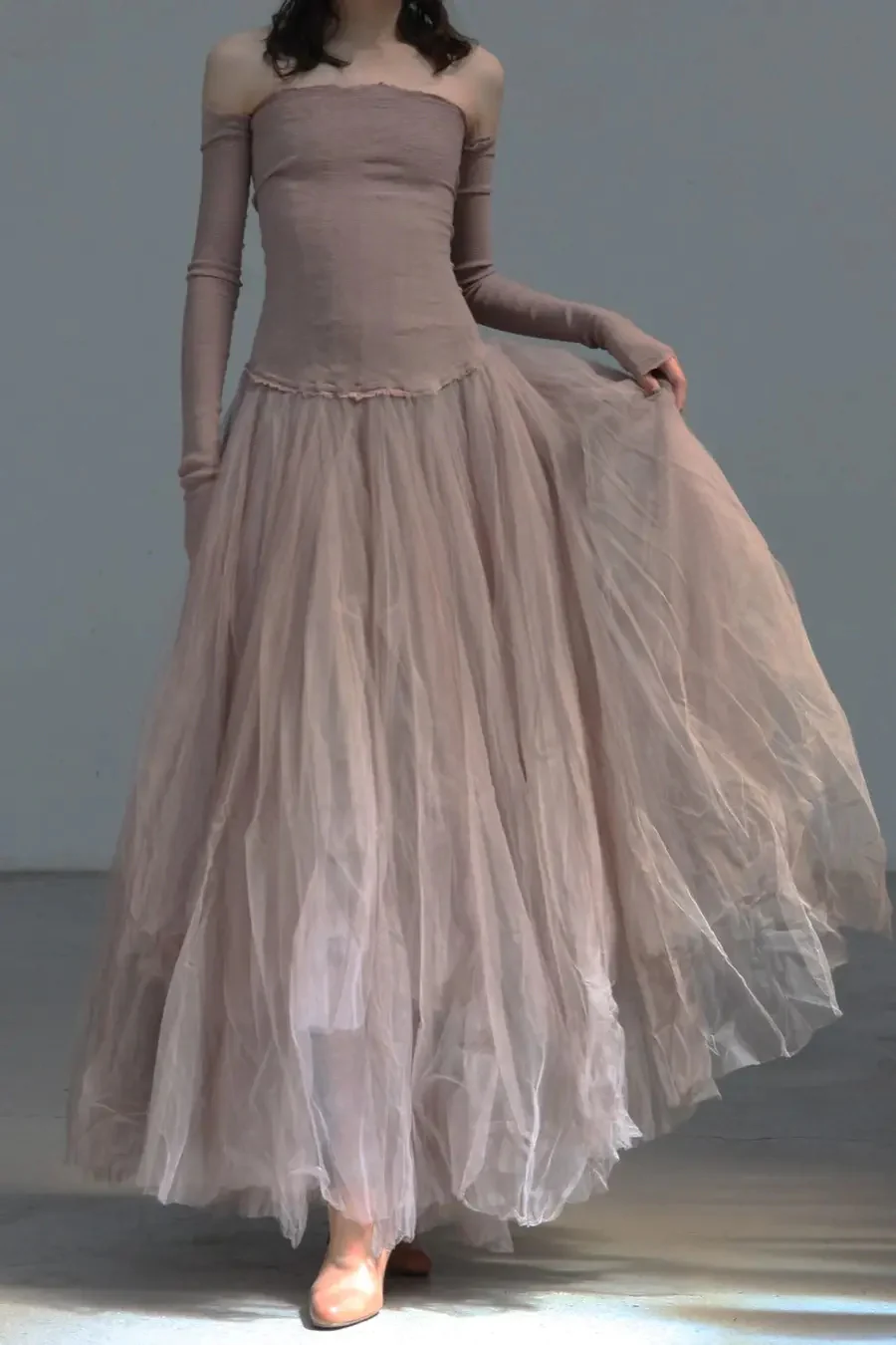 Marc Le Bihan 21908 Shrink Silk Ballet Dress Flat Shoulder Collection Triple Tulle Skin-friendly MLB-21908-BOIS DE ROSE Wood Rose Old Rose - Image 3