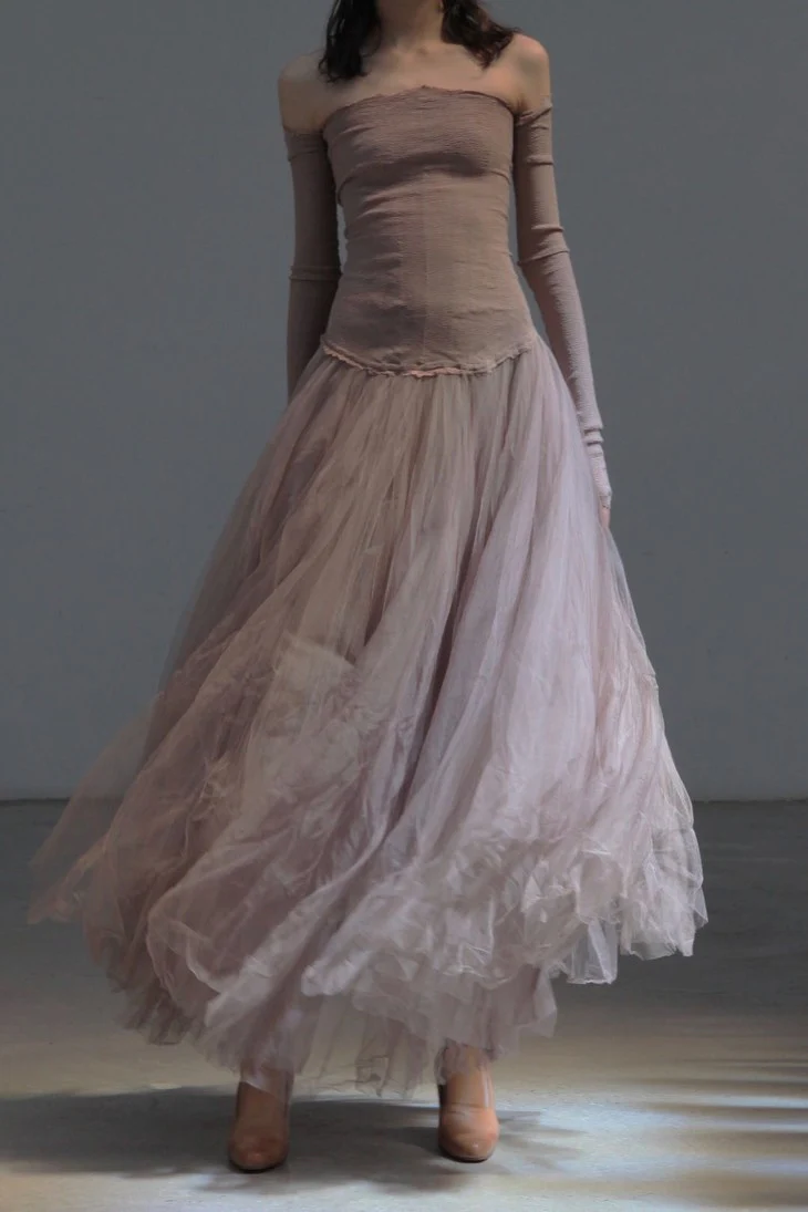 Marc Le Bihan 21908 Shrink Silk Ballet Dress Flat Shoulder Collection Triple Tulle Skin-friendly MLB-21908-BOIS DE ROSE Wood Rose Old Rose - Image 4