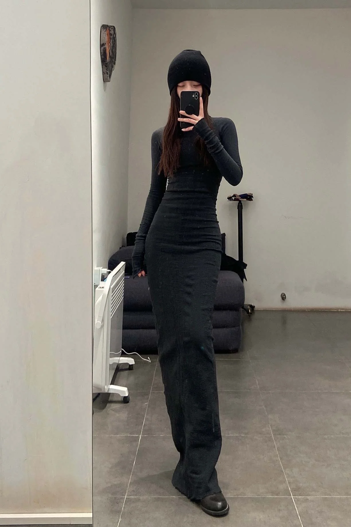 Marc Le Bihan 21915 Silk Shrinkage Stretch One-Piece Dress Collection French High-Level Handmade MLB-21915-SHENHUI Dark Gray PMLB4 - Image 12