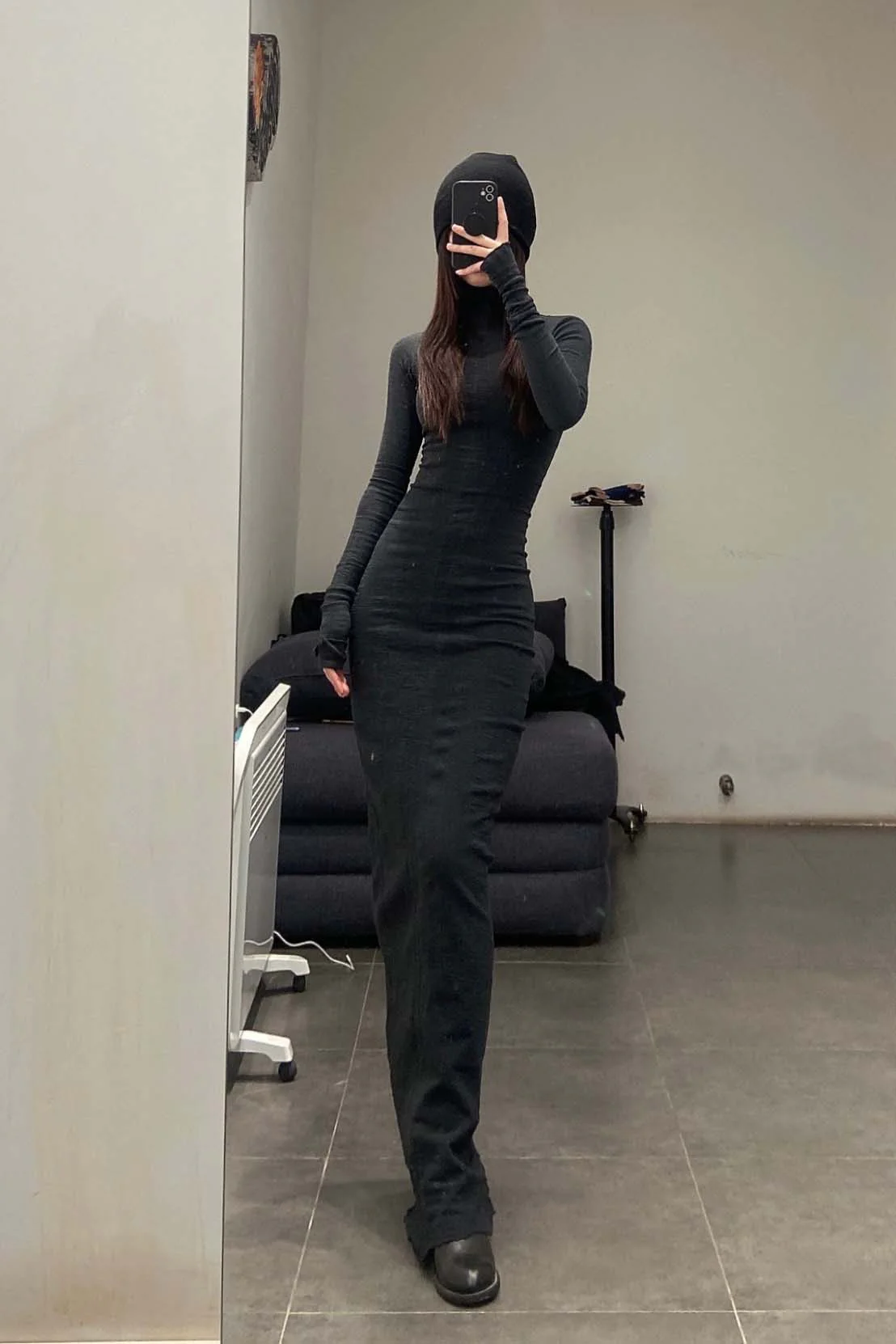 Marc Le Bihan 21915 Silk Shrinkage Stretch One-Piece Dress Collection French High-Level Handmade MLB-21915-SHENHUI Dark Gray PMLB4 - Image 13