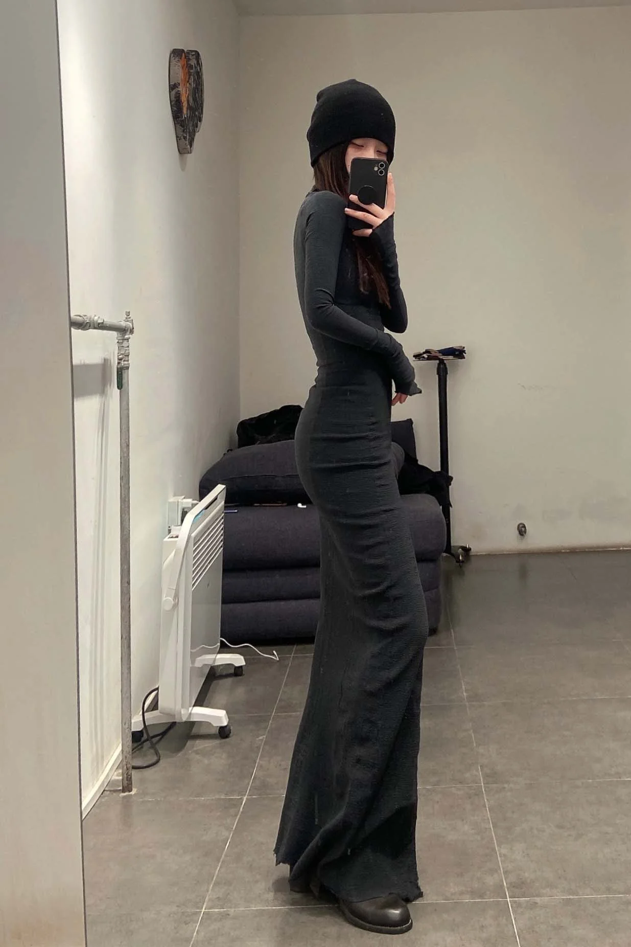 Marc Le Bihan 21915 Silk Shrinkage Stretch One-Piece Dress Collection French High-Level Handmade MLB-21915-SHENHUI Dark Gray PMLB4 - Image 16
