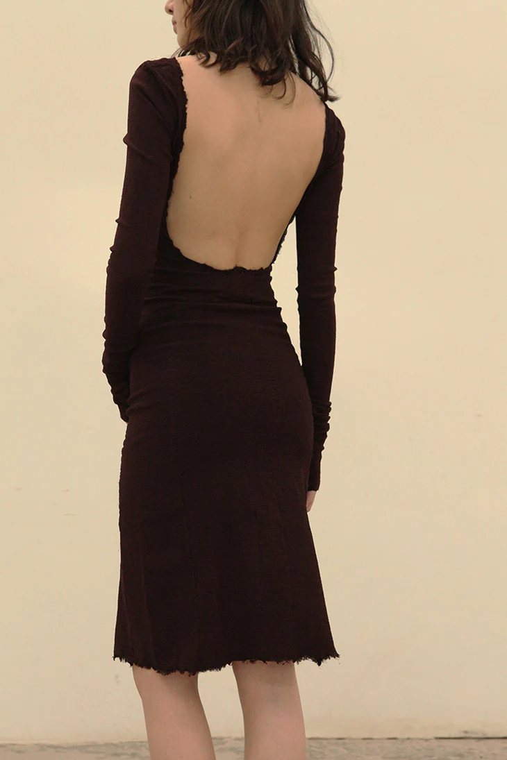 marc le bihan 21923 stretch dress aubergine - Image 2