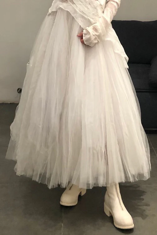 marc le bihan MLB-25000-BAI puffy lace skirt 4-layer yarn white