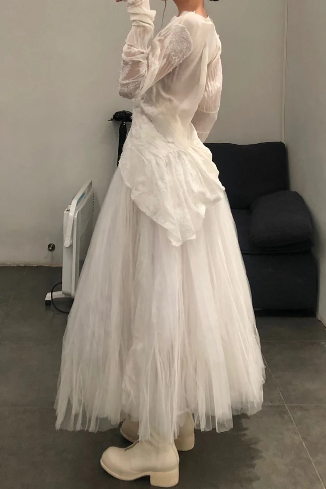 marc le bihan MLB-25000-BAI puffy lace skirt 4-layer yarn white - Image 6