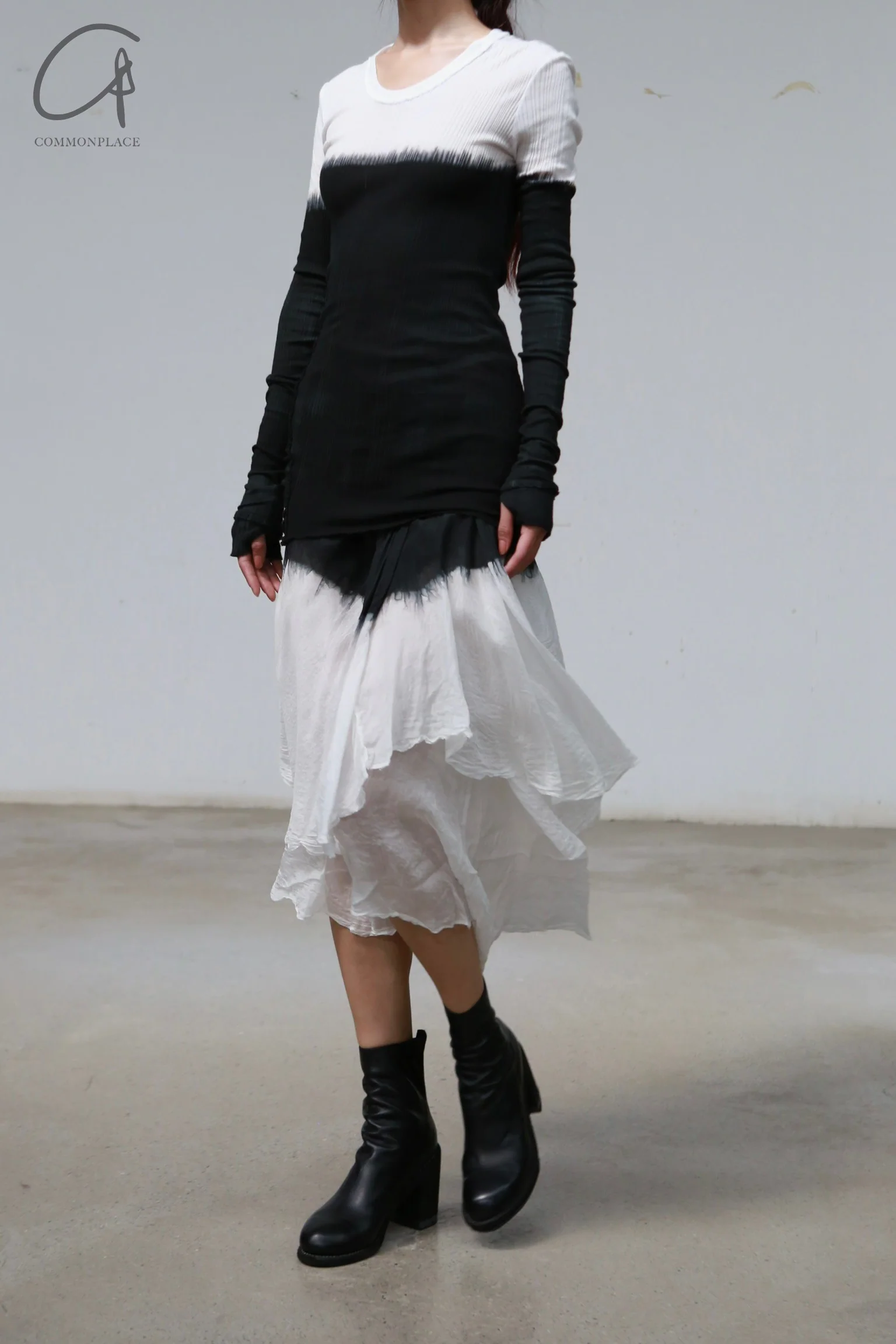 Marc Le Bihan 2502 colorblock skirt France Handmade MLB-2502-HEIBAI Black and white - Image 10