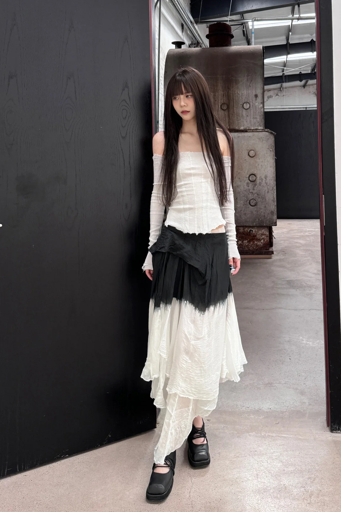 Marc Le Bihan 2502 colorblock skirt France Handmade MLB-2502-HEIBAI Black and white - Image 12