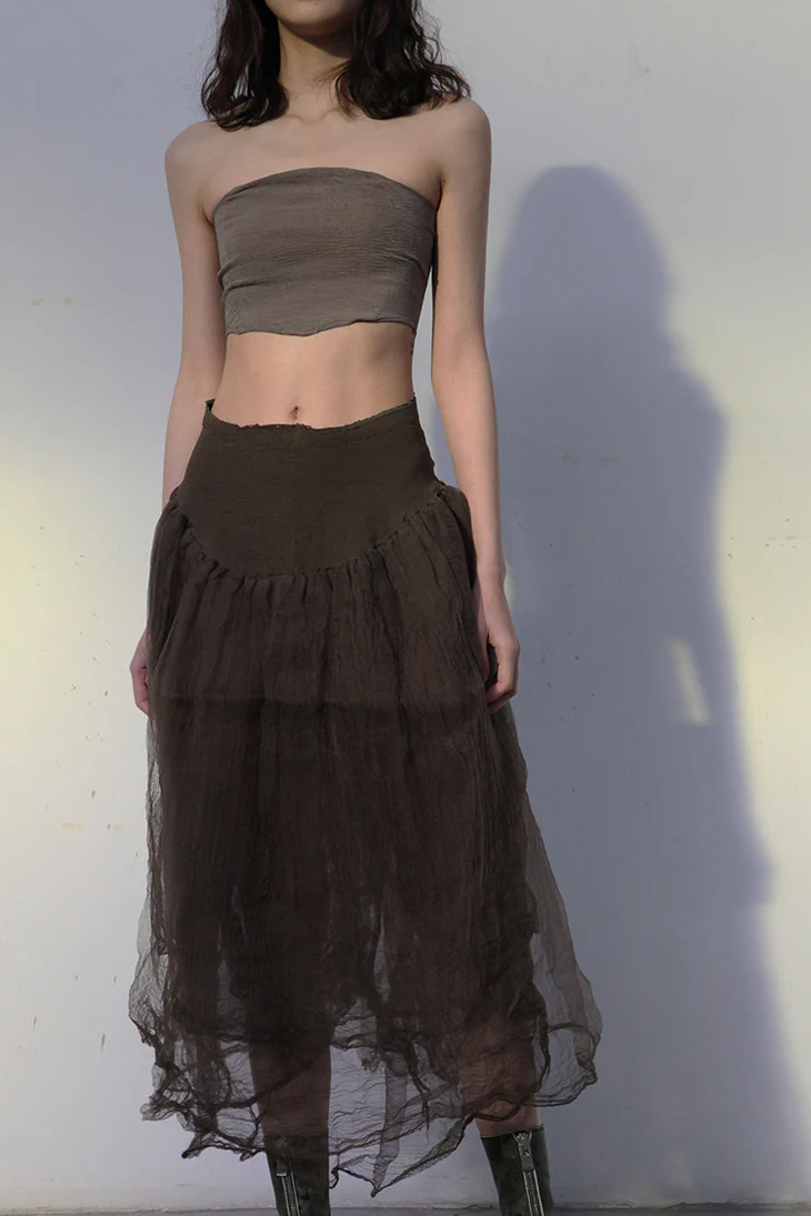 Marc Le Bihan Silk Skirt Six-layer Gauze 25930 Series French Hand-dyed MLB-25930-QINGTONG Bronze - Image 2
