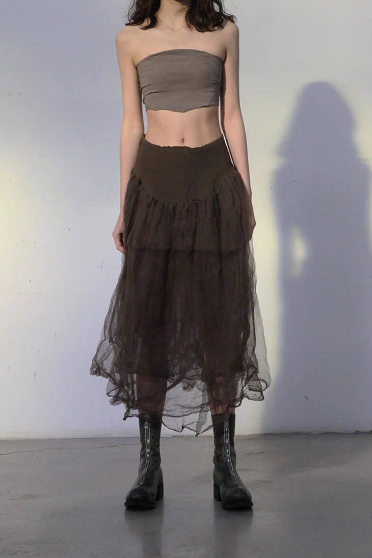 Marc Le Bihan Silk Skirt Six-layer Gauze 25930 Series French Hand-dyed MLB-25930-QINGTONG Bronze - Image 4