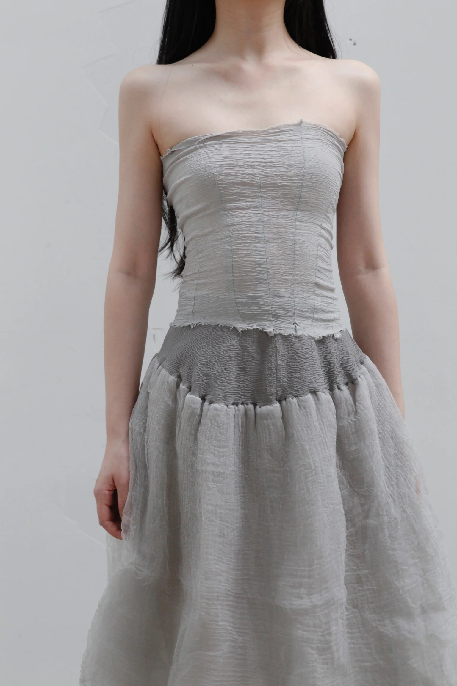 Marc Le Bihan Silk Skirt Six-layer Gauze 25930 Series French Hand-dyed MLB-25930-QHUI Light Gray Gris Clair - Image 4